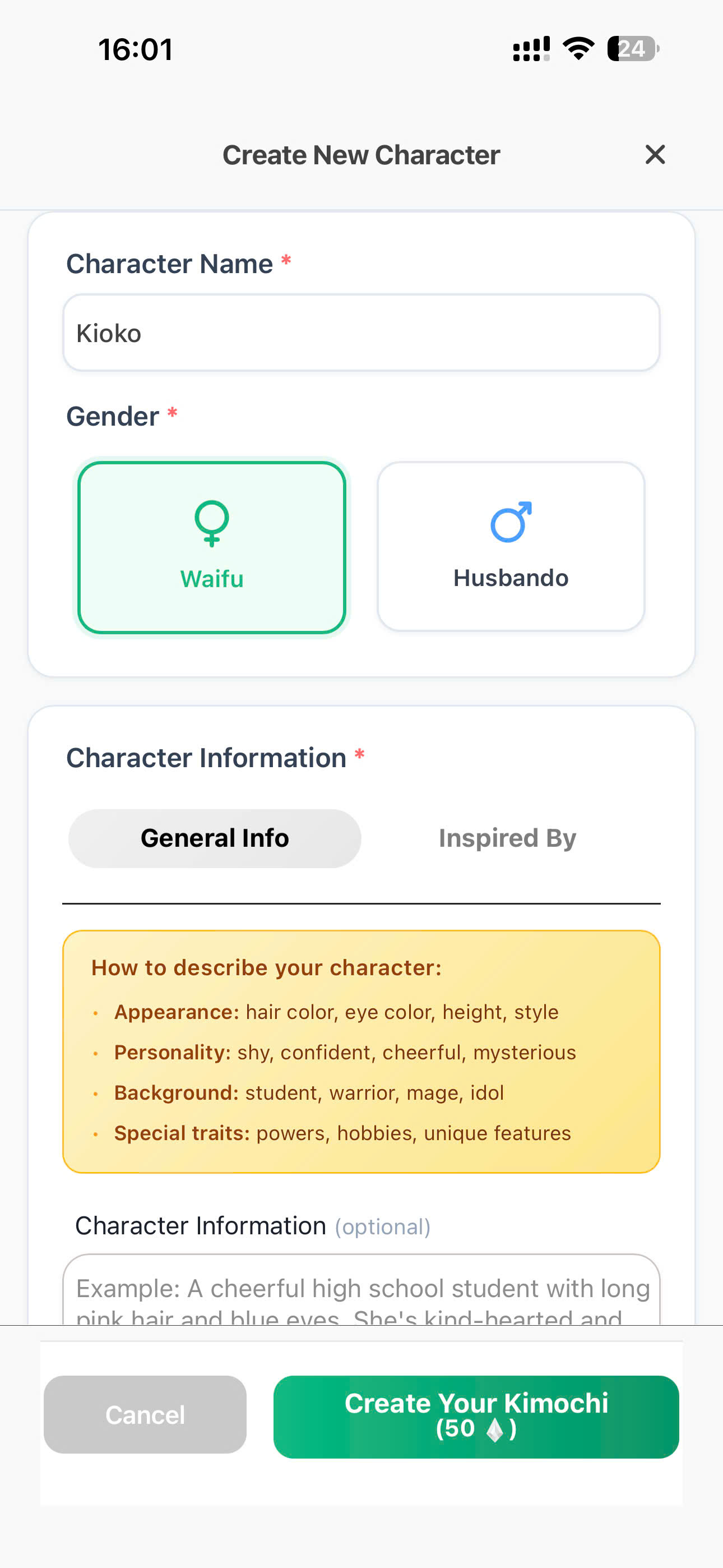 Create New Character